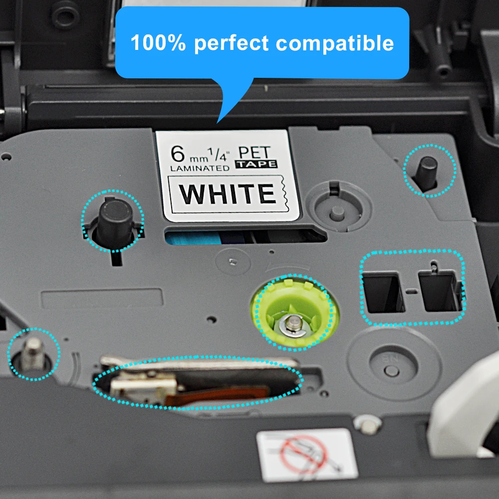 Compatible laminated label tape TZE-221 black on white 9mm Uesed for brother printer