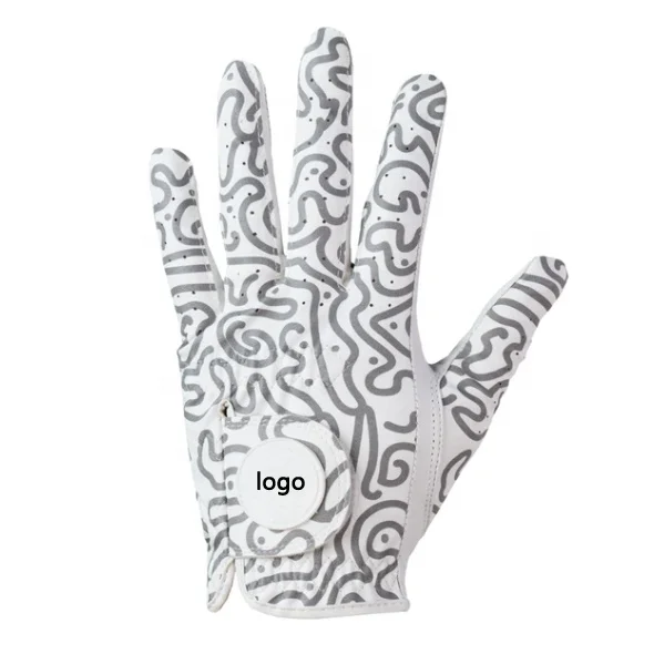 White Premium Genuine Leather Golf Gloves Manufacturers Custom Logo Cabretta Leather Golf Gloves