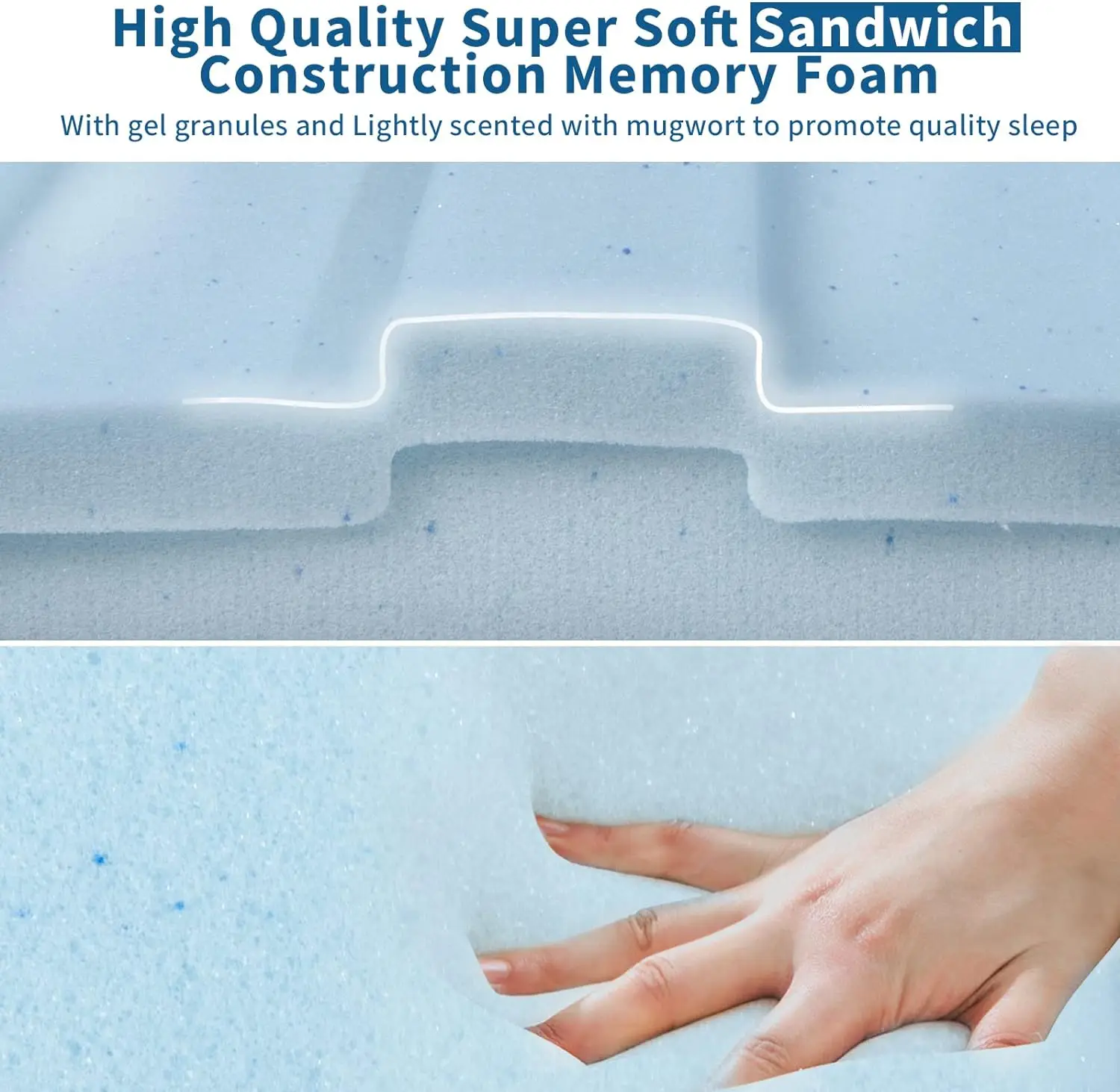 2024 New Contour Memory Foam Pillow with Cooling Gel in Bed Pillow