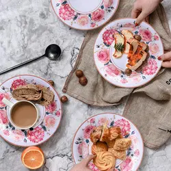 24 pieces retro flower party supplies rose flower disposable paper tableware set baby shower birthday gift tea party