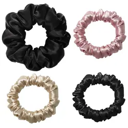Custom Logo Hair Bands For Ponytail Holder 100% Silk Hair Scrunchies Set Oversized Hair Scrunchies Silk