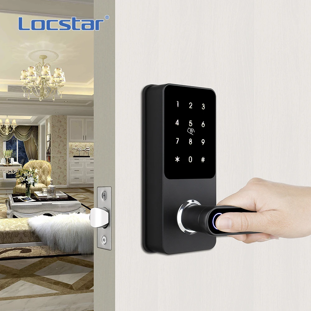 Locstar Fingerprint Tuya Password Bedroom Security Gate Locks Ttlock Biometric Mortise Key Smart Electric Deadbolt Door Lock
