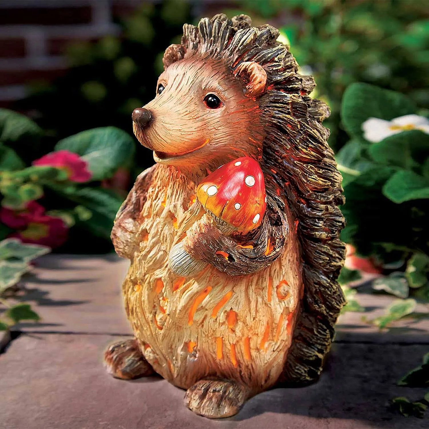 Садовая лампа с ежом деревянная полимерная батарея источник питания светодиодная Солнечная