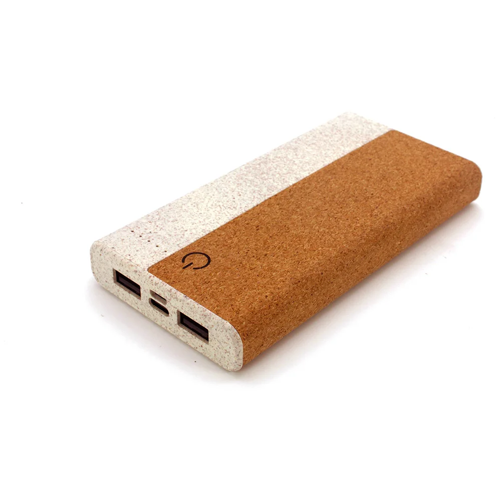 Promotional Wireless Cork Power bank 10000mAh Wheat straw material