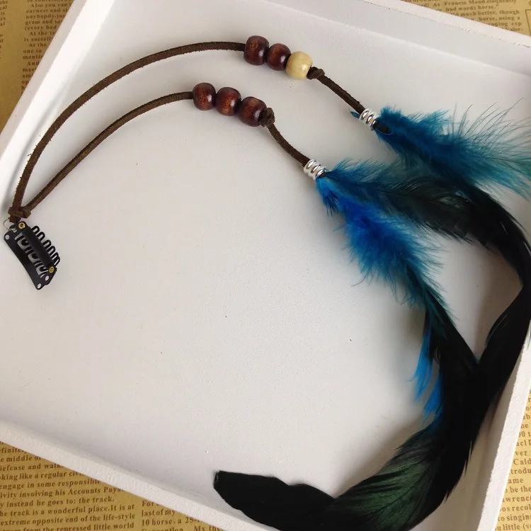 Bohemian Feather Headband Scrunchies Tribal Hair Bands Women Girl Hippie Weaving Hair Accessories Hair Clip