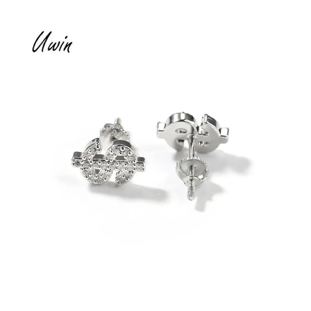 Classic Dollars Earrings Smaller Size Stud Earring Trendy Dollar Designer Cubic Zirconia Jewelry