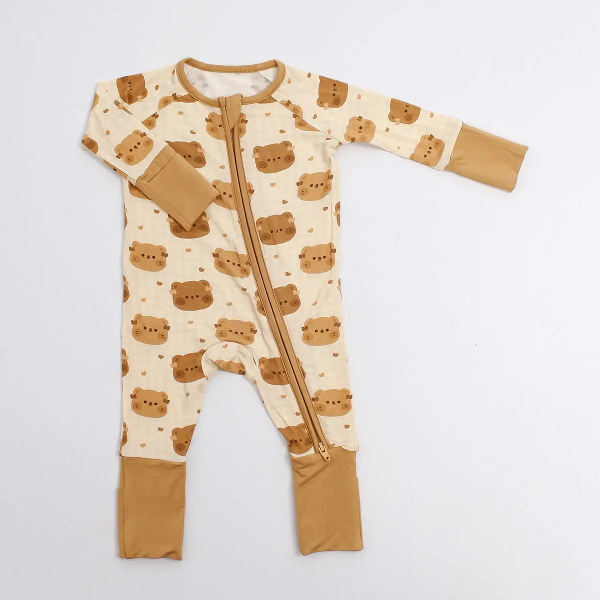 Customized logo from 1pcs Engepapa Newborn Bamboo Double Zipper Pajamas Infant Print Cartoon Clothes Baby Bamboo Sleeper Romper