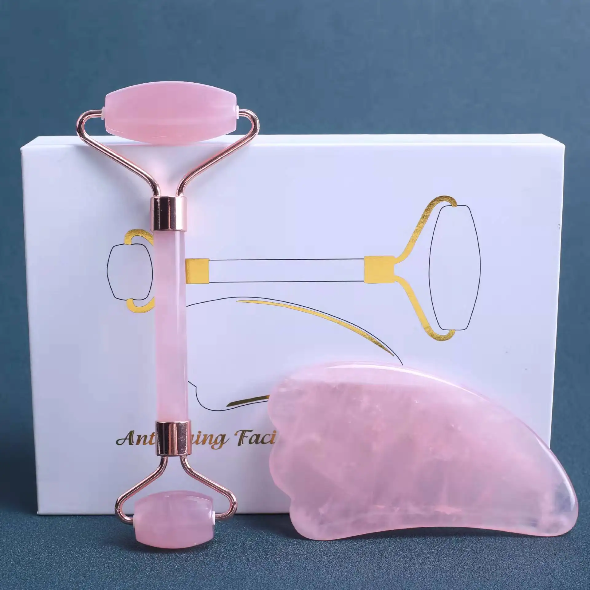 Wholesale natural polishing powder crystal massage stick handicraft massage instrument rose quartz scraping board