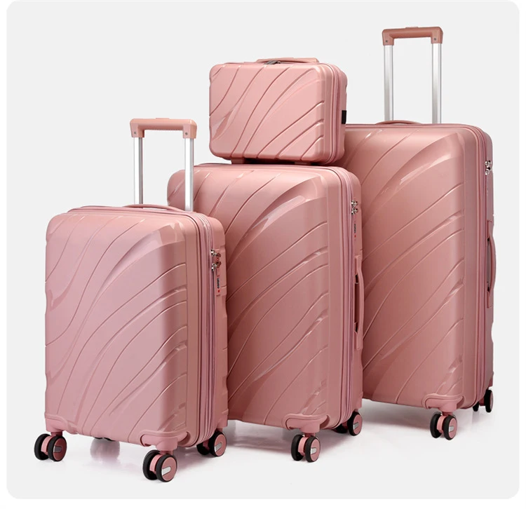 4PCS Sets Wholesale Unisex Light Weight PP Hard Travel Luggage Convenient Trolley Suitcase Set with 4 Wheels Spinner Caster