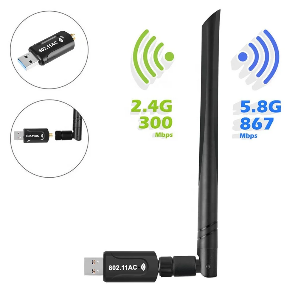 Wifi USB3.0 Adapter 1200Mbps Wireless Dual Band Auto-Install USB Antenna Adapter 802.11ac/a/n/g/b Ethernet Wi-fi Network Card