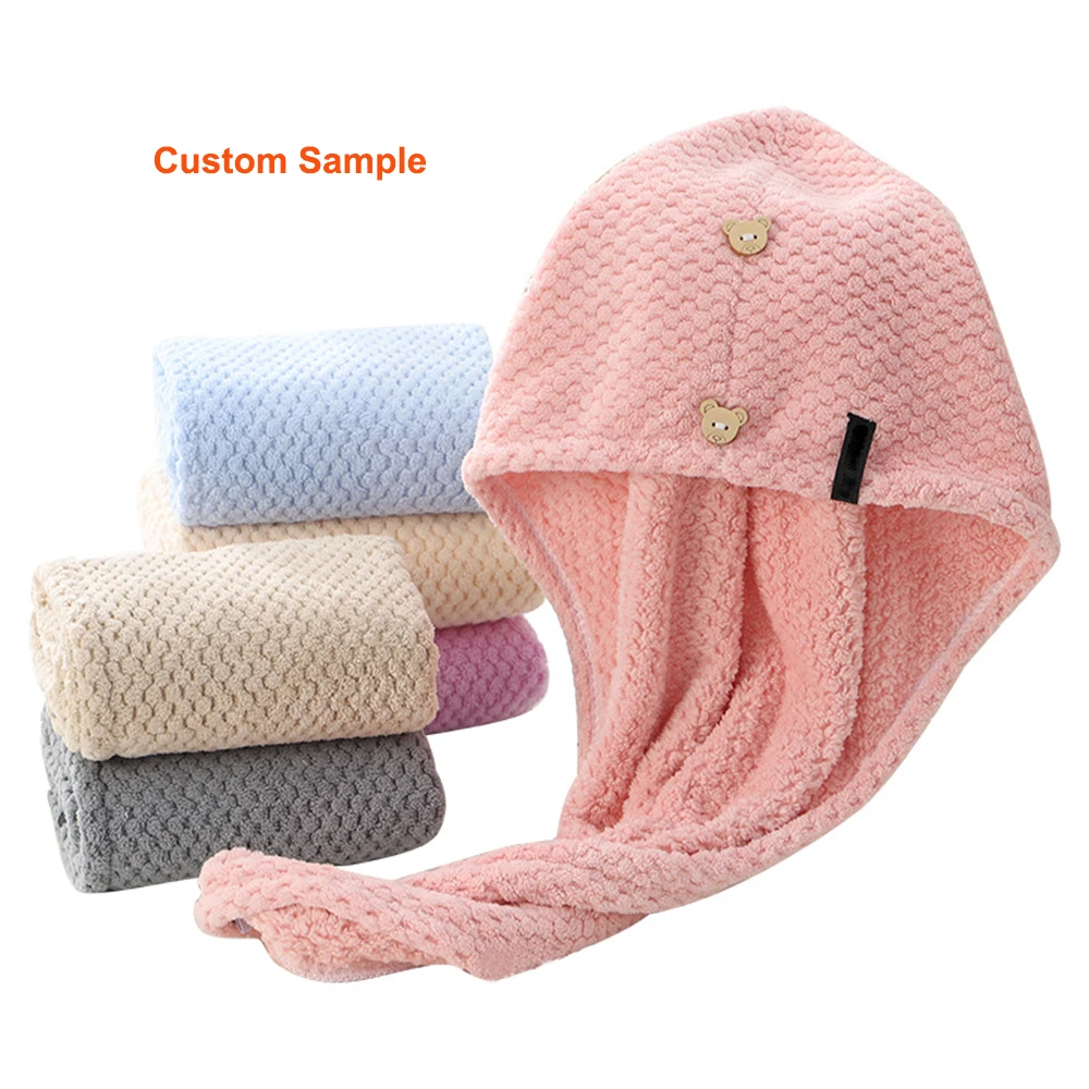 Hair wrap personalized super absorbent fast dry soft magic turban twist hair wrap microfiber women drying hair towel