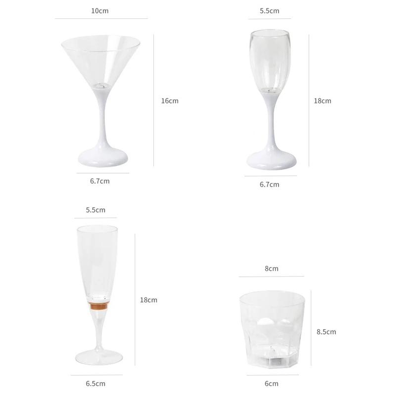 Wholesale 6pcs 150ml Replaceable Battery LED Glow Champagne Drinking Cup For Bar Night Club Party