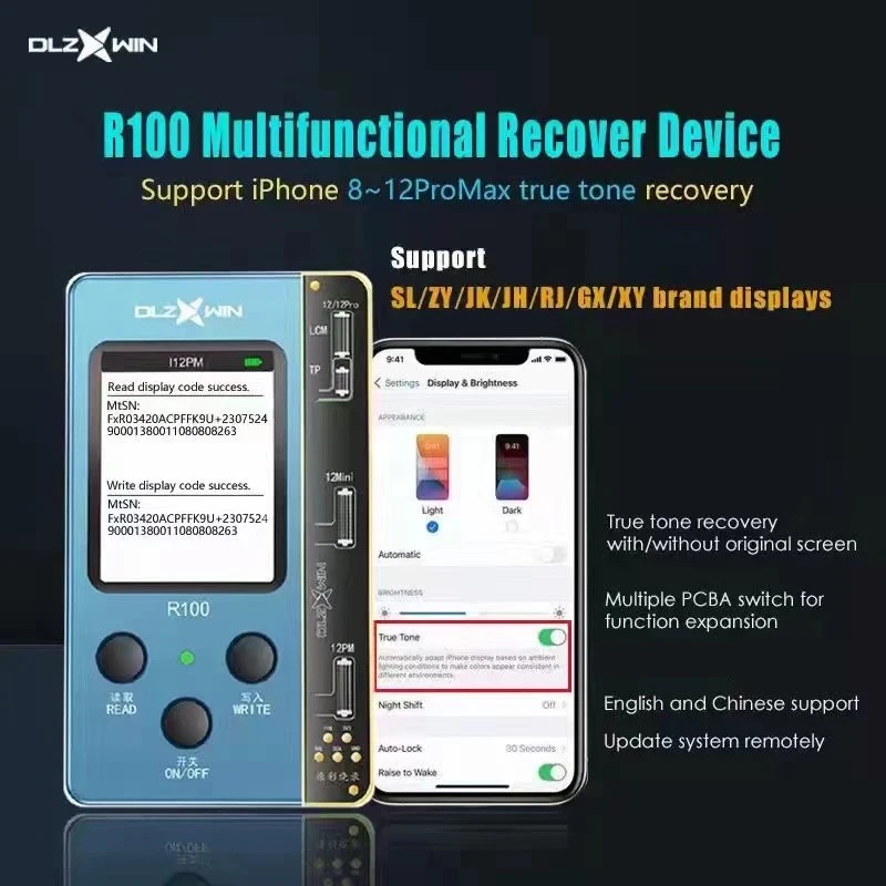 DL R100 Ture Tone Programmer Multifunctional Recover Device for iPhone LCD Screen Original Color Recover Support GX/JK/ZY/RJ/XY