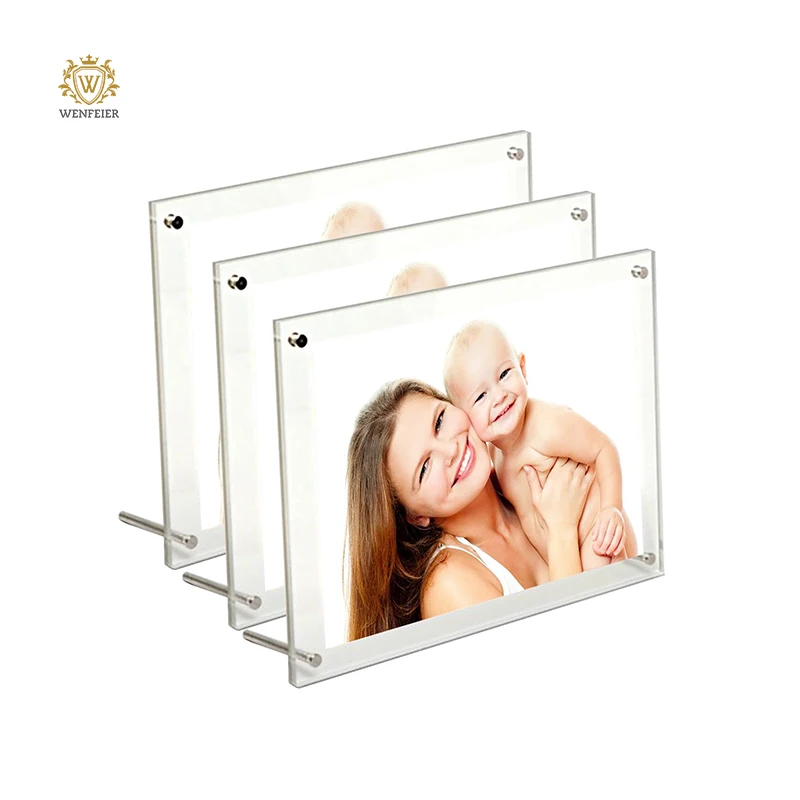 Winfeier acrylic photo frame customized size bracket  plexiglass photo frame acrylic photo frame