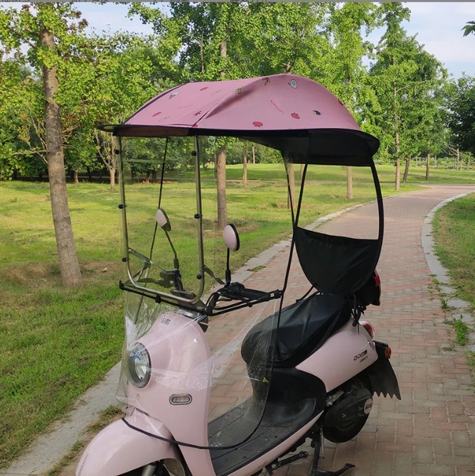 Hot Sale Full Cover Scooter Umbrella Covered Electric Bike Umbrella Waterproof Strong Motorcycle Umbrella For Rain
