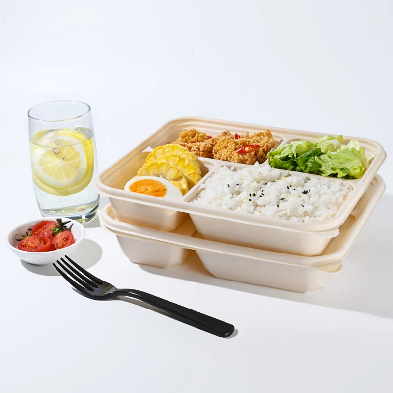 Food Grade Disposable Cornstarch Corn Starch Box With Lid Compostable Bento Fast Food Takeout Lunch Packaging Container