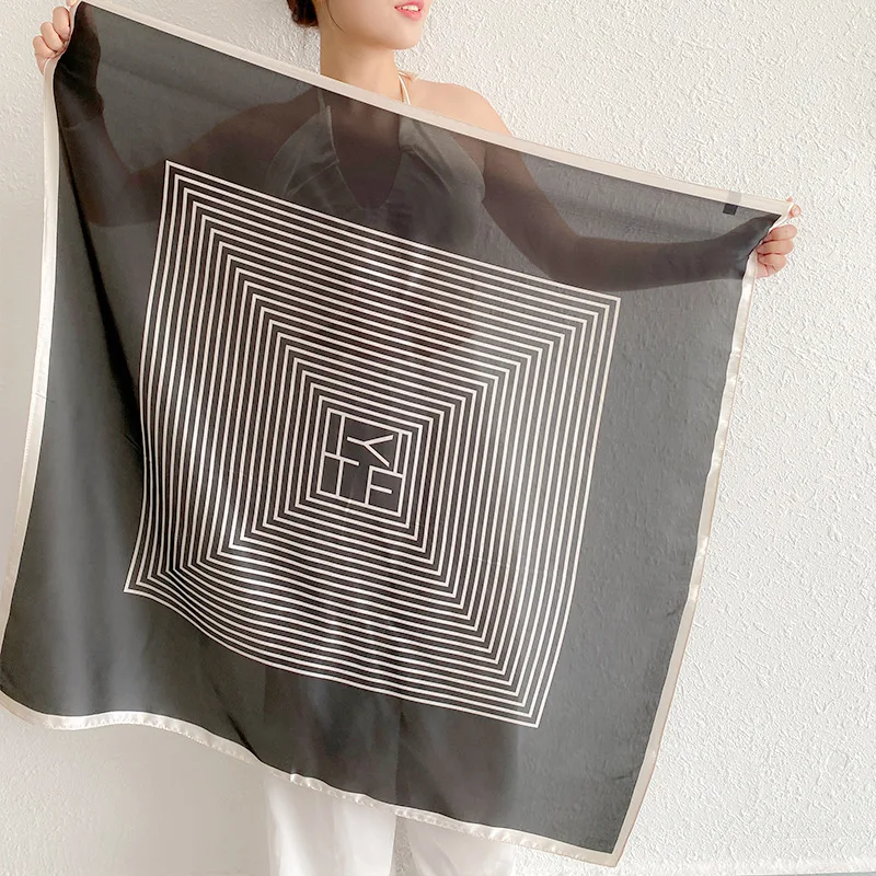 Factory direct sales latest imitated silk diagonal stripe 90*90cm lady silk scarf