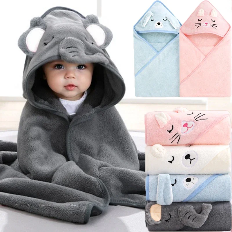 2025 jieshen baby bath towel cartoon plain baby blanket bathroom supplies polyester fiber bathrobe with strong water absorption