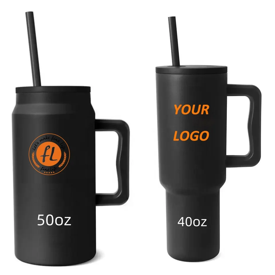2023 New Arrival 50 oz Tumbler with Handle and Straw Lid Trek 40oz Tumbler Insulated Reusable Stainless Steel Water Bottle
