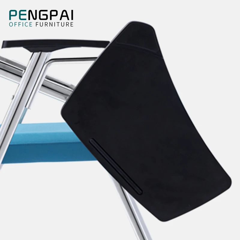 folding training room office chair with writing pad  wheels
