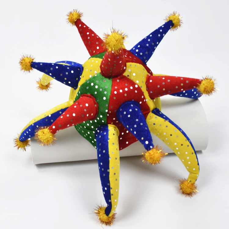 Colorful Jester Horned Funny 13 Point Carnaval Adult Costume Party Hat