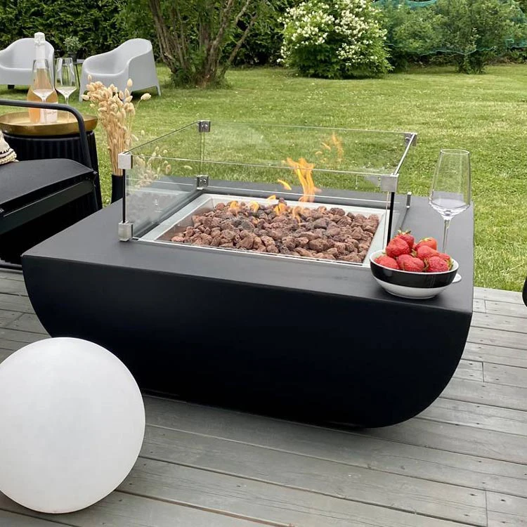 table gas firepit patio square corten steel tabletop outdoor fire pit