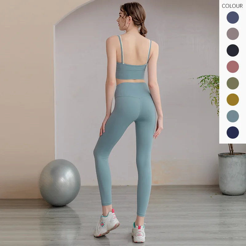 New professional fitness suit running gather stereotyped bra yoga suit beautiful back color sports women sweatsuit yoga sets