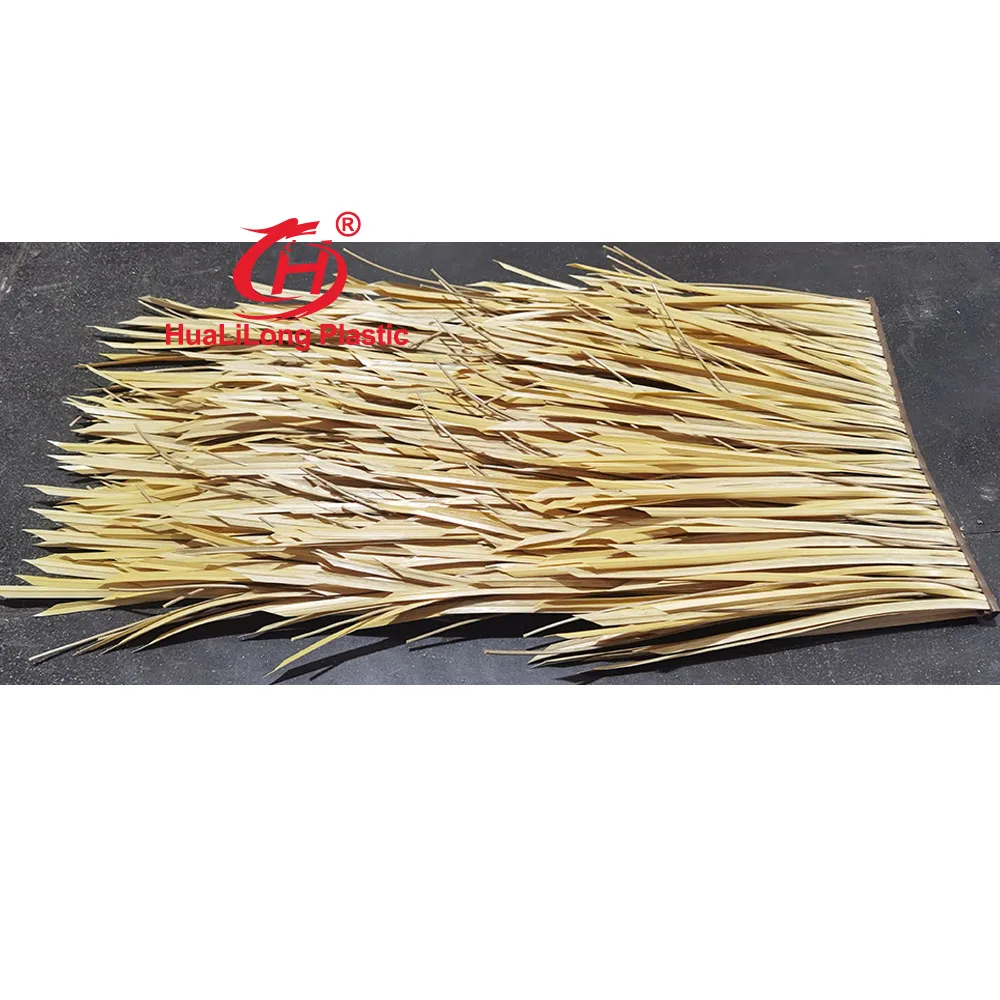 Highly simulation wind resistant Extrusion plastic artificial Balinese hut roof thatch beach  palm leaves roof