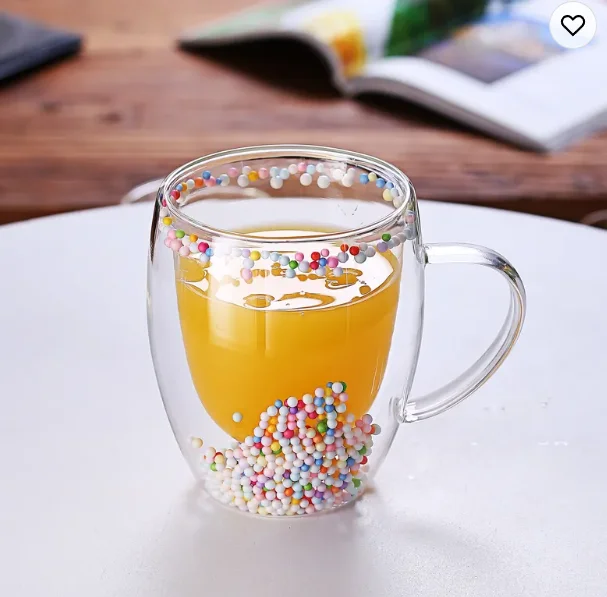 Coffee Glass Cup Mug Design Hot Sale Double Wall Insulated Borosilicate New with True Flowers Inside Aluminum Customized CLASSIC