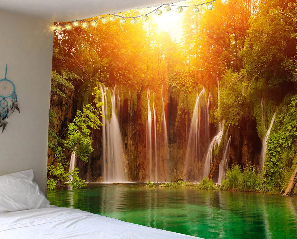 Custom Logo Printed Wall Hanging Landscape Tapestry For Home Decor