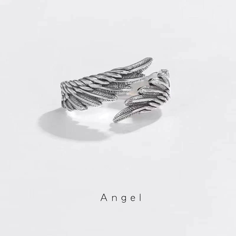 Hot Sale Silver Color Wing Adjustable Rings Couple Adjustable Rings Angel Demon Wing Couples Rings for Women Men