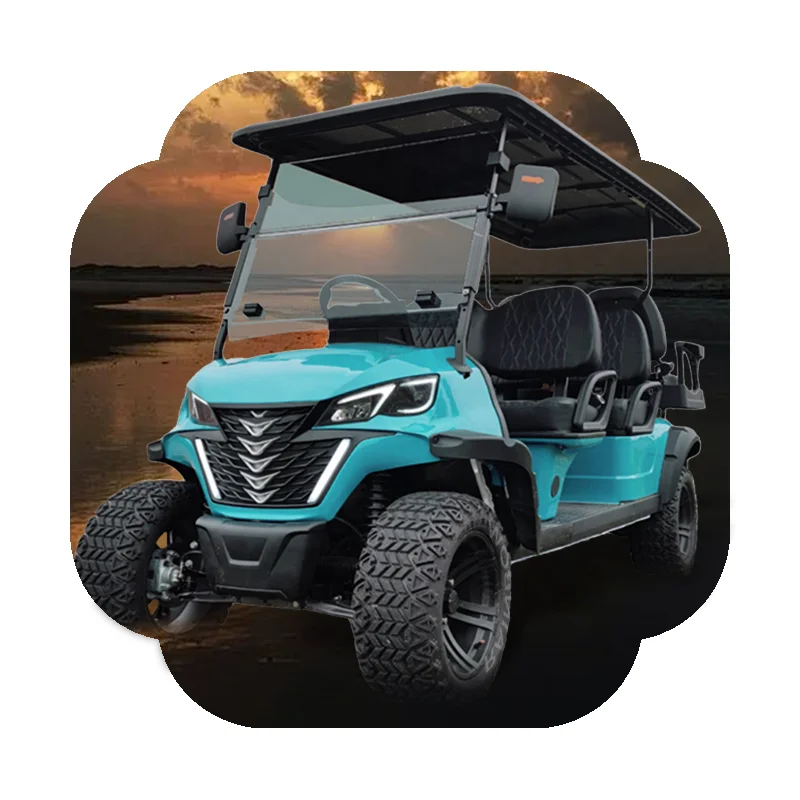 Ce Certification 72v 7.5kw Battery Powered Solid Wheel 4 Seater Electric Golf Hunting Cart Buggy