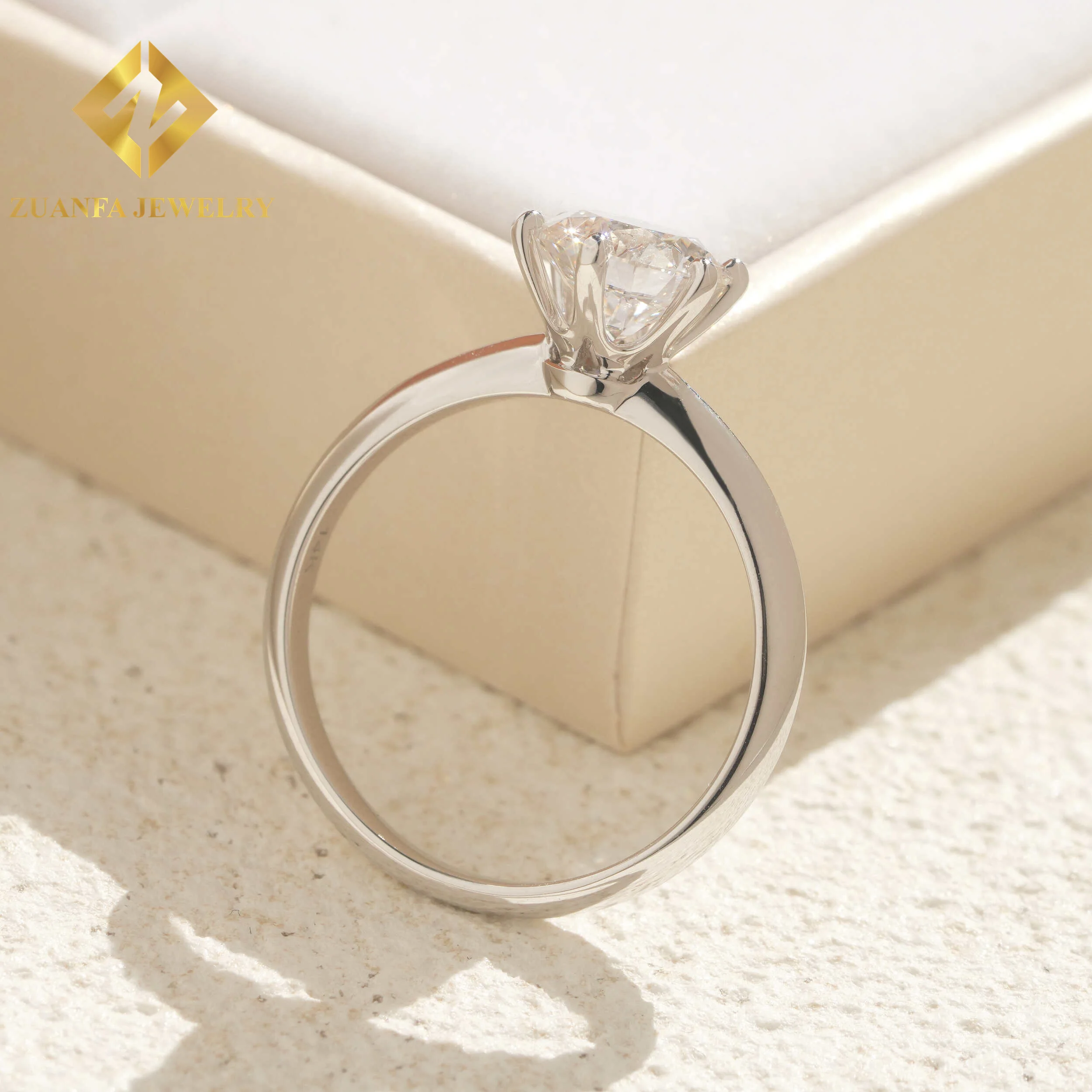 Classical 6 prongs brilliant cut 1.03 Carat IGI certificate 14K solid gold solitaire lab diamonds engagement/wedding rings