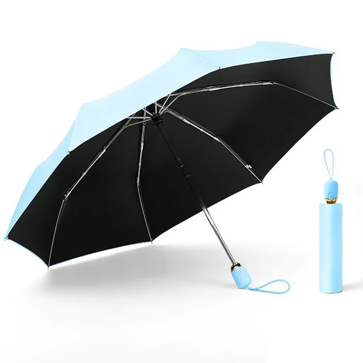 Promotional Pongee For The Rain China factory Rain Season 3 Umbrella Folding RPET Material Automatic 3 Folding Umbrella