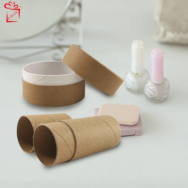 Eco Friendly High End Custom Printed Various Size Cosmetic Kraft Paper Tube Packaging Round