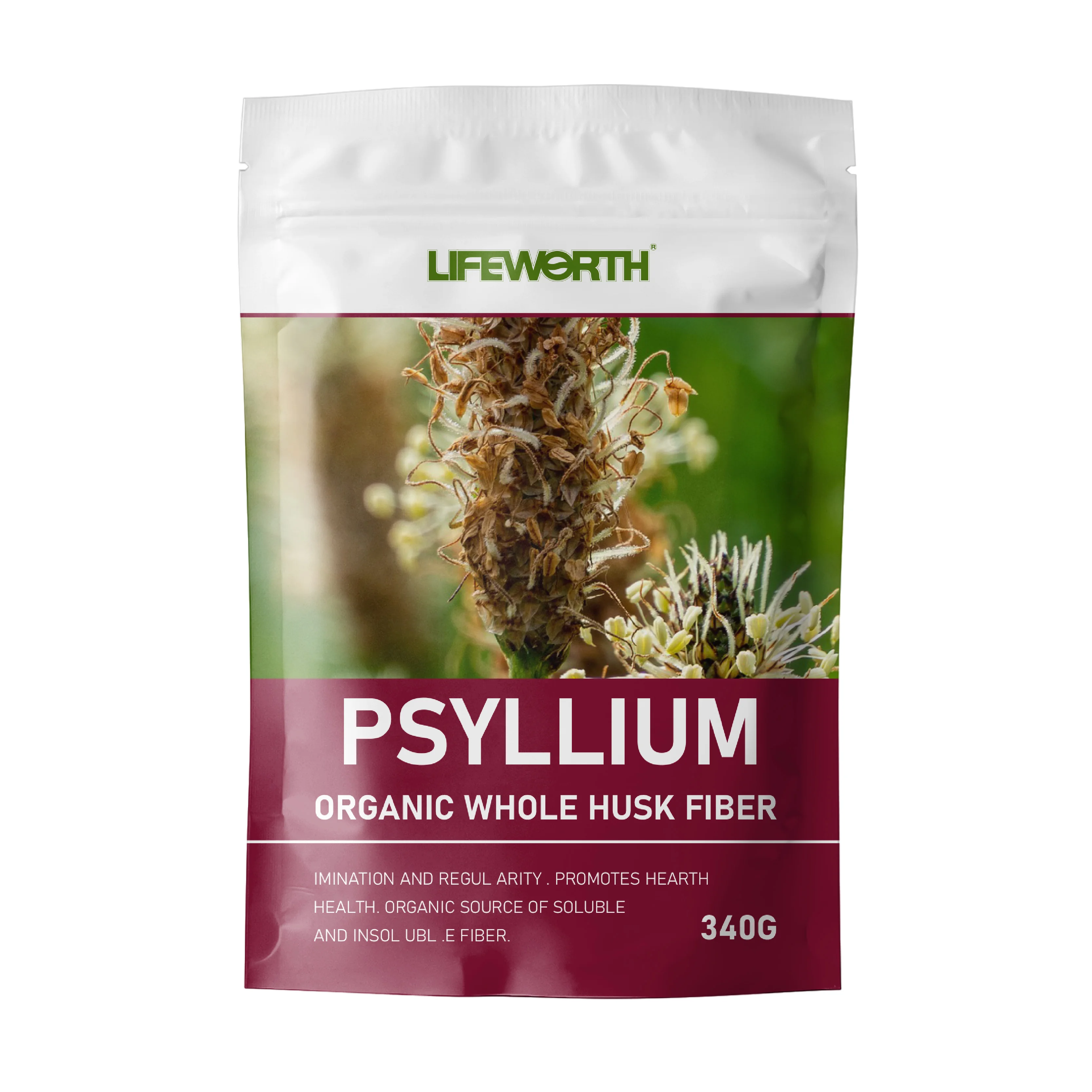 LIFEWORTH Whole Psyllium Husks Herbal Powder Soluble Fiber