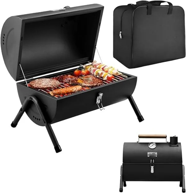 Practical Portable Charcoal Grill Tabletop Outdoor Barbecue Smoker, Small BBQ Grill for Outdoor Cooking