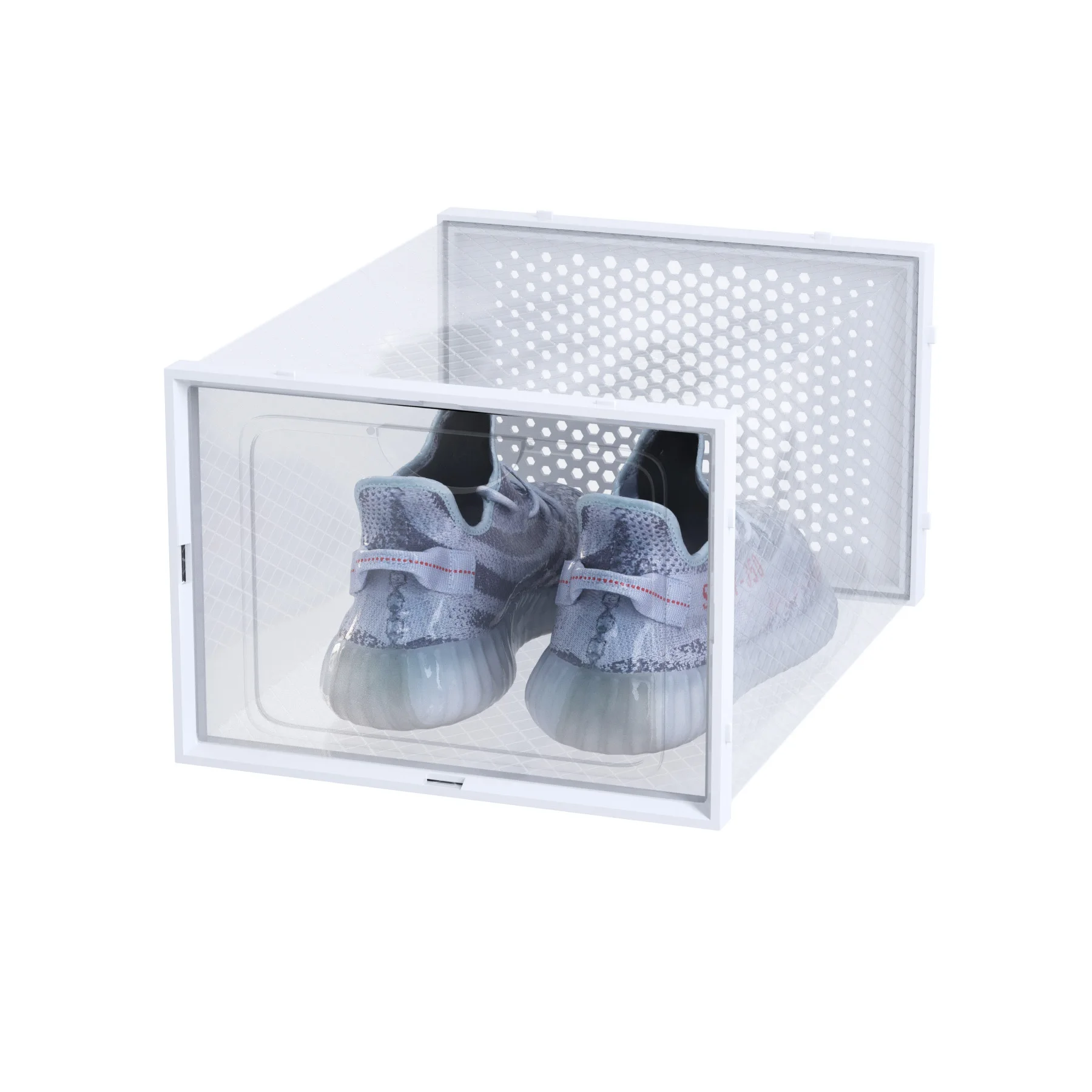 Transparent shoe shelf PP material clean and tidy space big high heels can put breathability good pull-out shoe shelf
