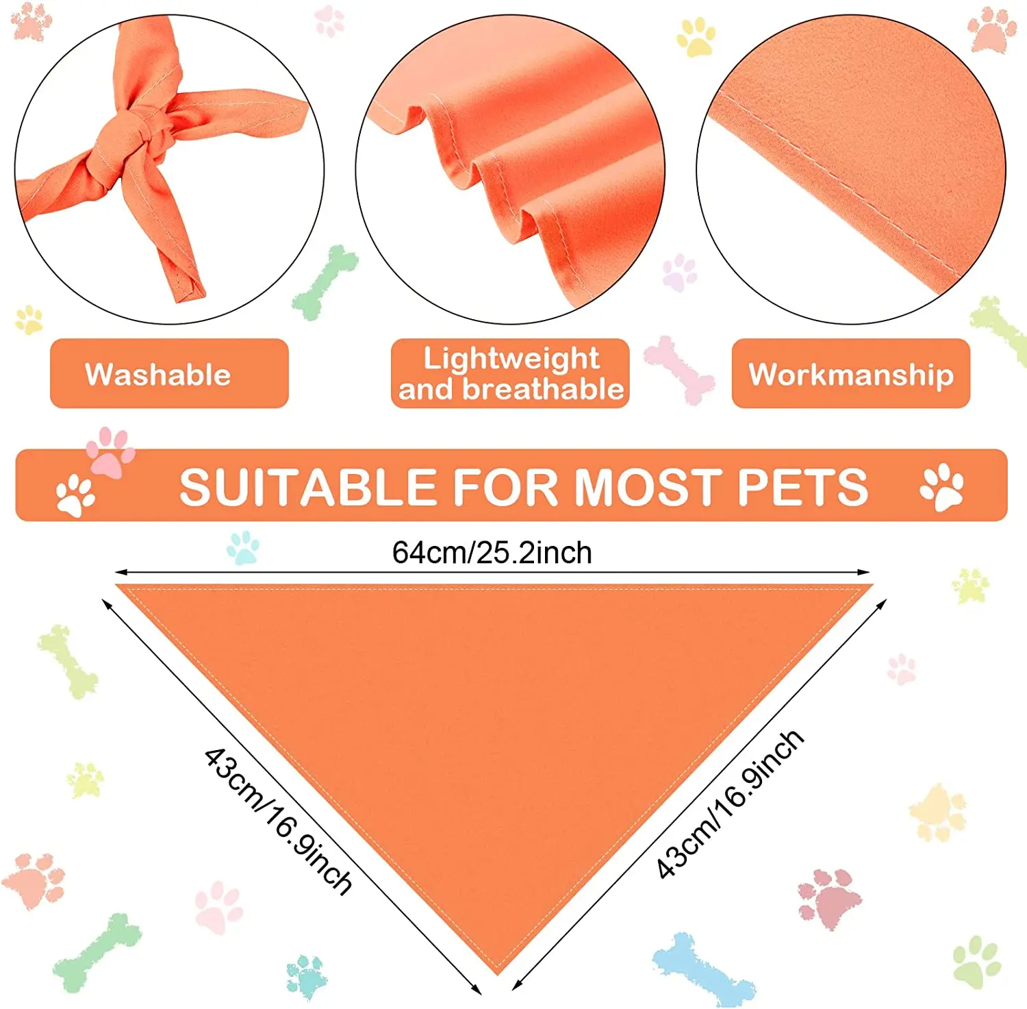 Wholesale Sublimation Printed Solid Color Triangle Pet Bandana Custom Logo Cat Dog Scarf for Small and Large Dogs