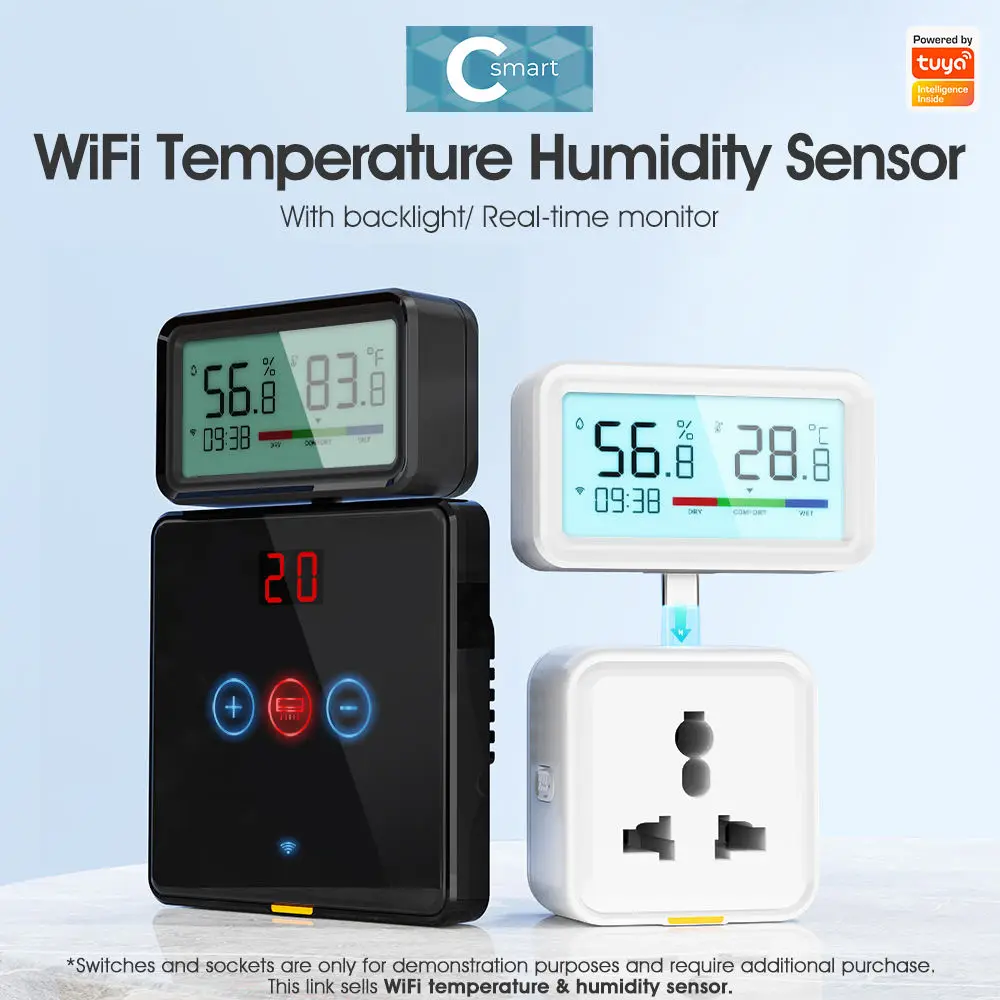 Цифровая подсветка Type-c температура и влажность смарт-Bluetooth Wi-Fi датчик температуры Tuya для голоса Alexa Google Home