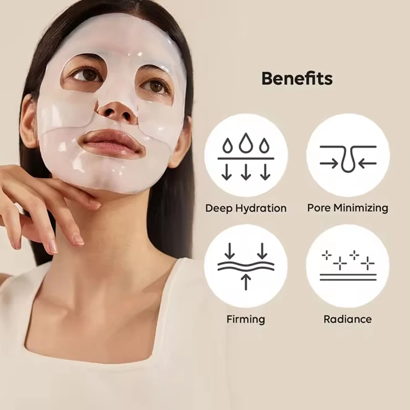 OEM Private Label White To Transparent Deep Moisturizing 4 Piece/box Bio-Collagen real facial Mask For Overnight Sleeping