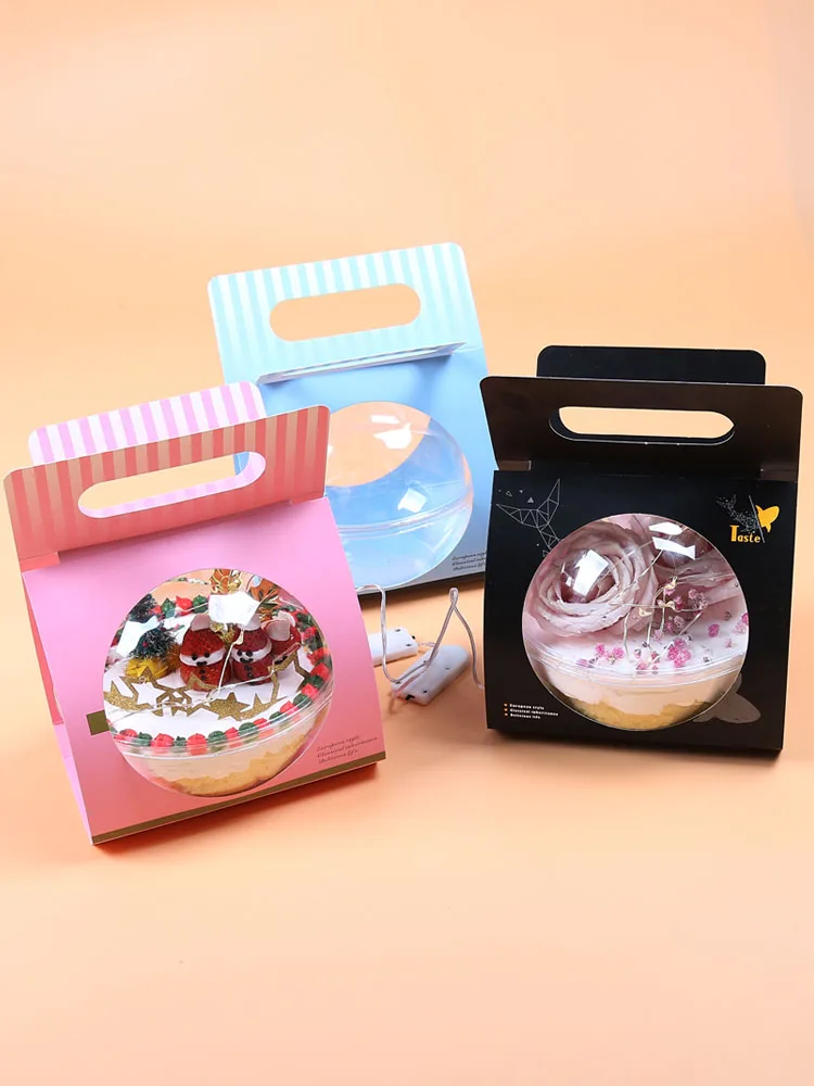
Custom plastic clear Christmas decorations ball candy box birthday gift packing party wedding cake ball packaging 