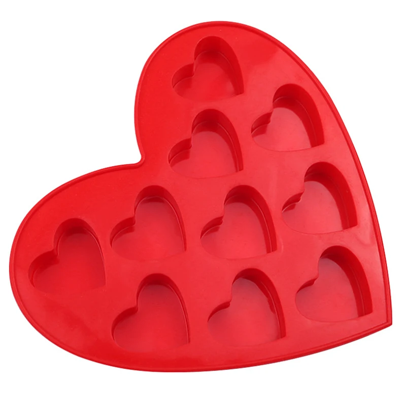 DIY Kitchen Accessories Fondant Candy Cake Chocolate Silicone Baking Mould 10 Cavity Love Shape 3d Silicone Mould