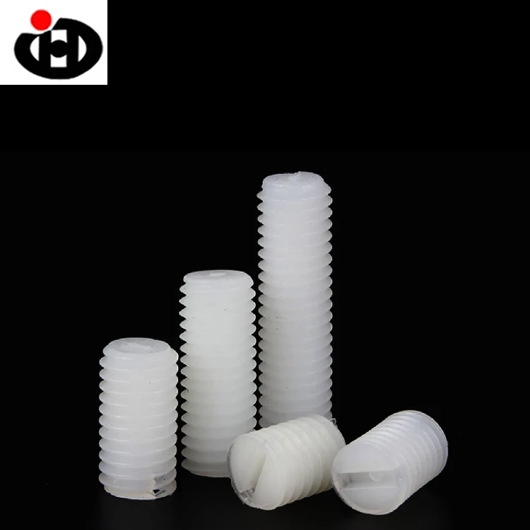Slotted Set Screws Flat Head Plastic Headless Screws Cap Cover with Plastic White Natural Nylon
