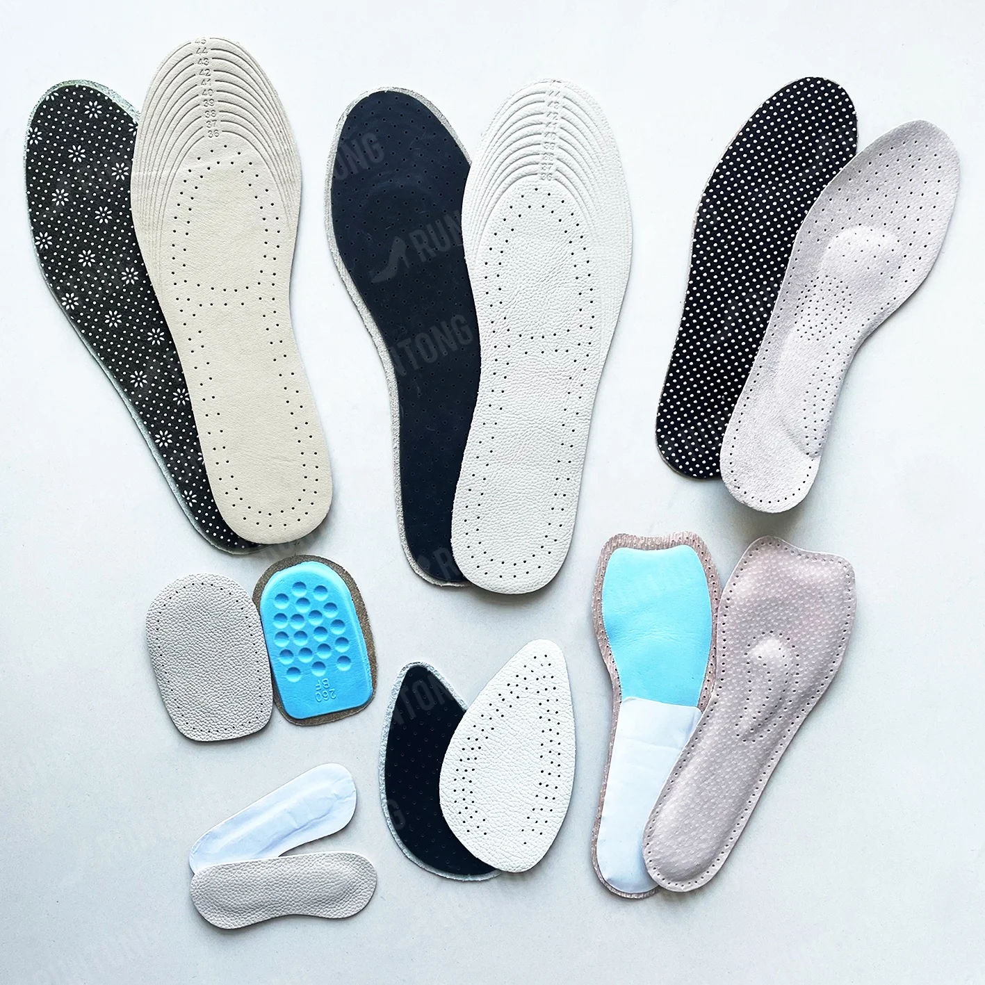 wholesale customize medial arch support orthotic half heels shoe insert comfort leather insoles for shoes