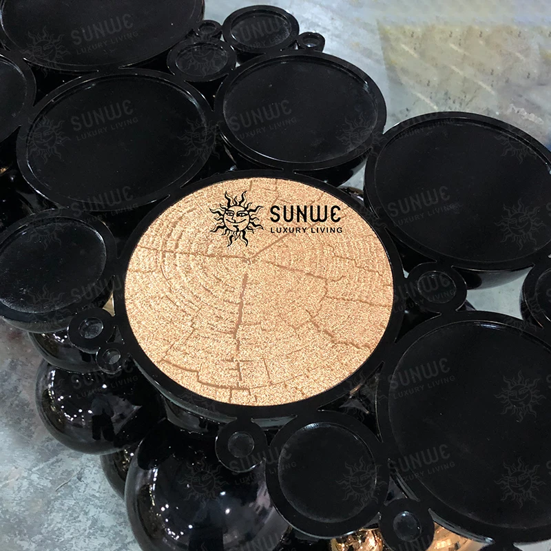 High quality Modern Living room modern luxury Black stainless steel and brass rotate round furniture console table