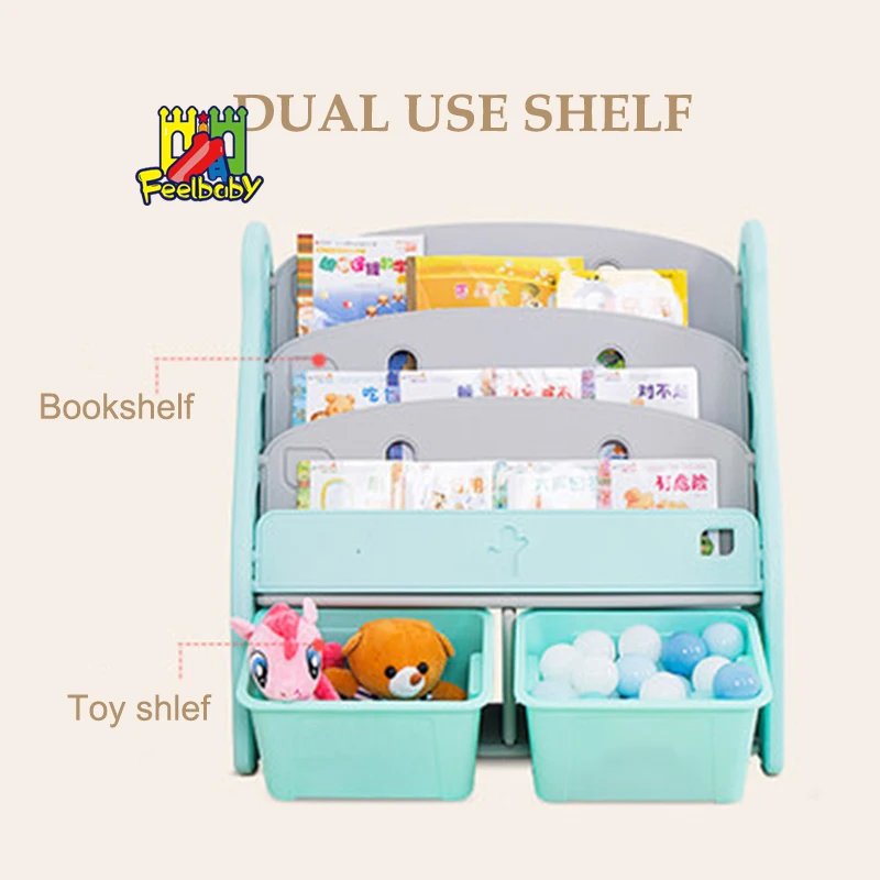 Пластиковая книжная полка Feelbaby для детей дошкольного возраста с защитой от