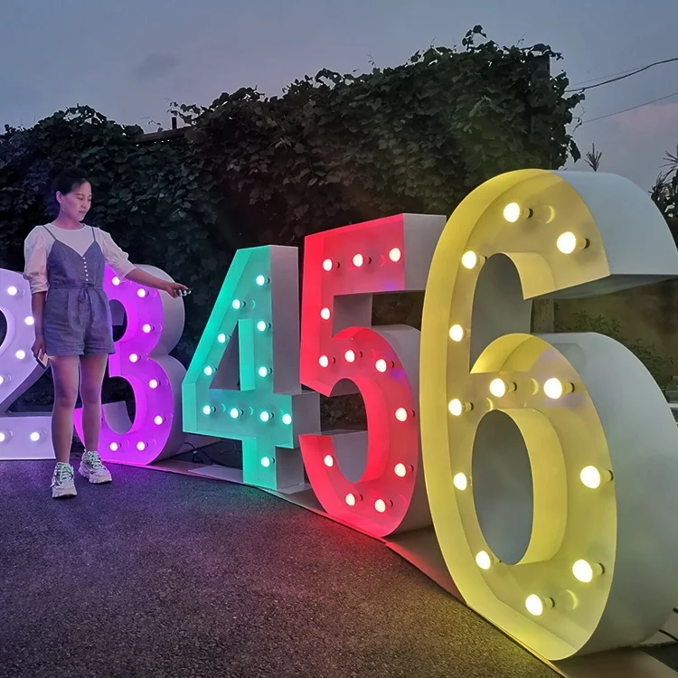 2024 WOWORK wholesale 3D marriage 3ft 4ft 5ft 120cm Giant geometry wire neon sign marquee letter light for party event supplies