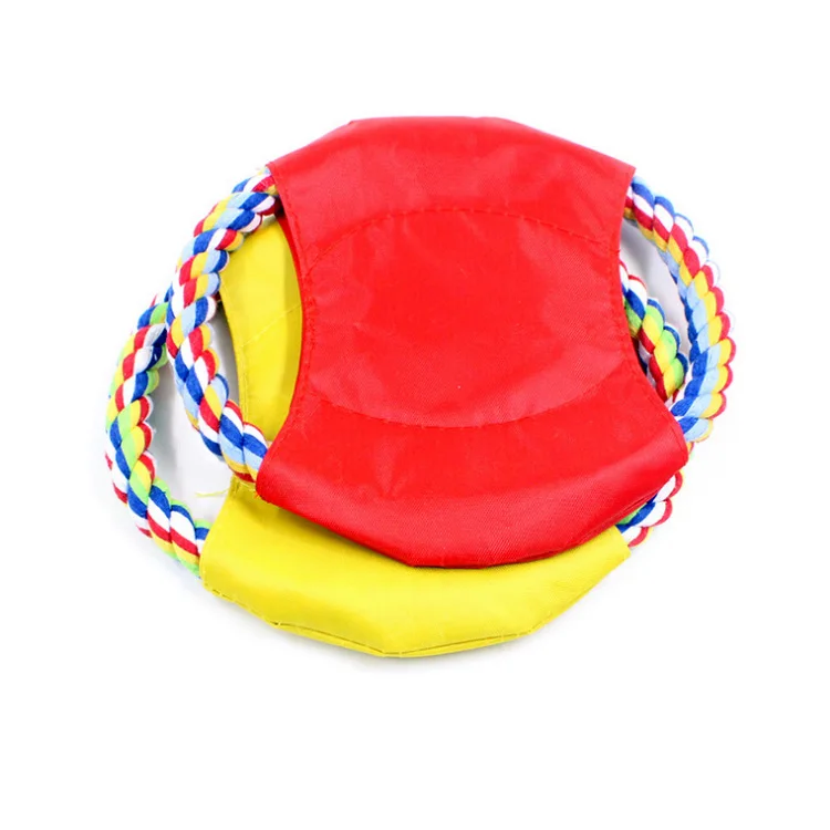 
custom logo printing dog playing toys cotton rope pet flying disc 18cm 
