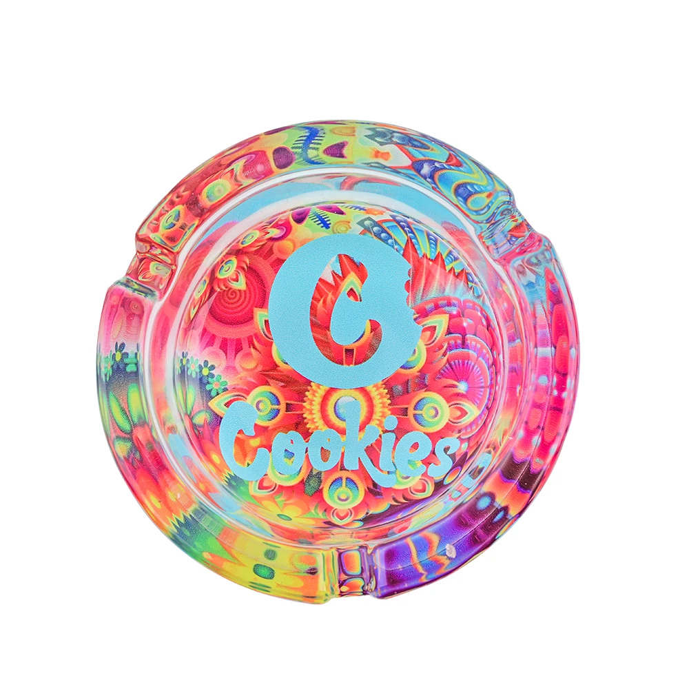 Customizable Luminous Pattern Logo Cartoon Round Thickening Transparent Glass Ashtray